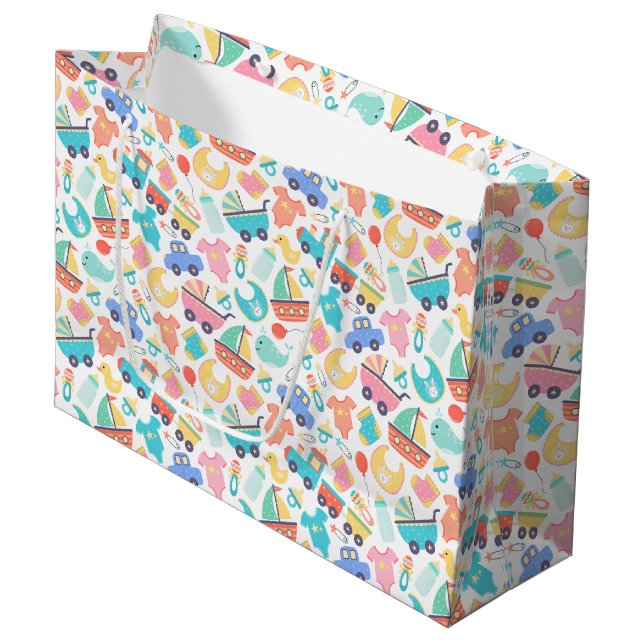It's a Colourful Baby Shower Light Large Gift Bag (Front Angled)