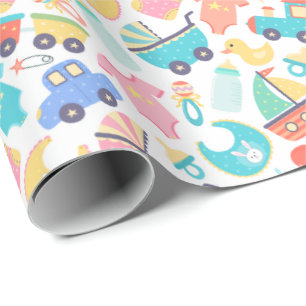 It's a Colourful Baby Shower Light Wrapping Paper