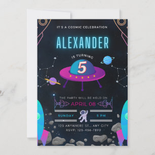 it's a cosmic celebration 5th birthday invitation