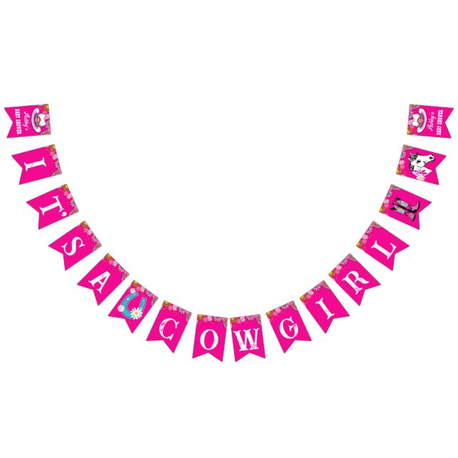 It's a cowgirl bright pink groovy retro daisy bunting  (All)