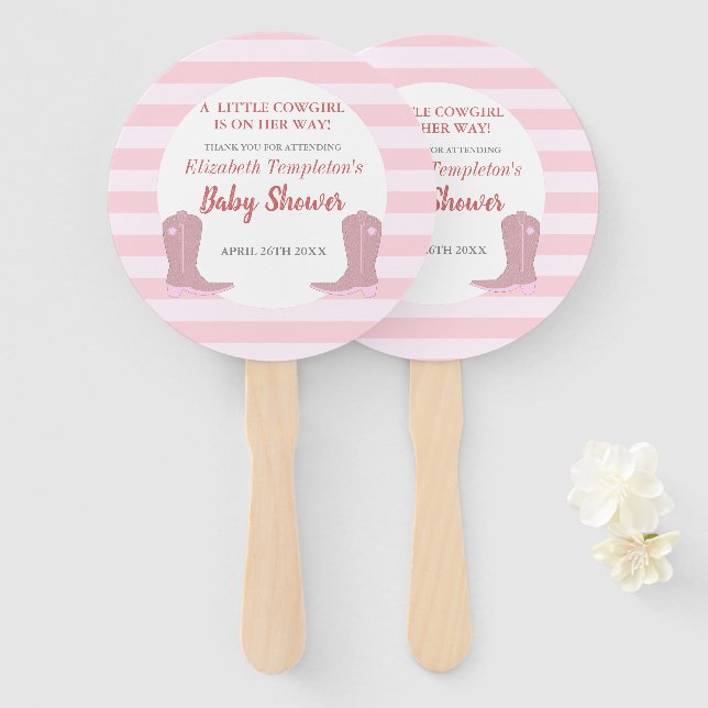 It's a Cowgirl Country Baby Shower Fans (Front and Back)