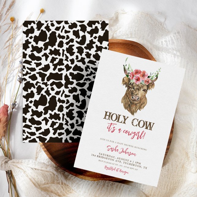 It's a Cowgirl Floral Cow Western Baby Shower Invitation (Creator Uploaded)
