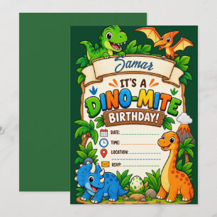It's a Dino-Mite Birthday Party Customised Card
