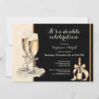 It's a Double Celebration Gold Champagne Party