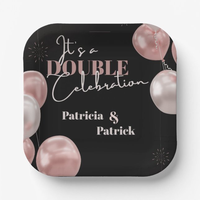 It's a Double Celebration Joint Birthday Elegant Paper Plate (Front)