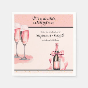 It's a Double Celebration Pink Champagne Birthday Napkin