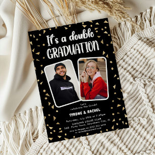 It's a Double Graduation Party' 2 Photo Invitation