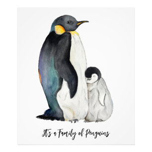 It's a family of penguins watercolor drawing photo print
