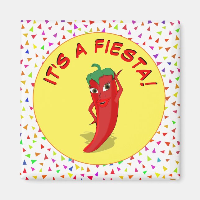 It's A Fiesta With Confetti Pattern Magnet (Front)