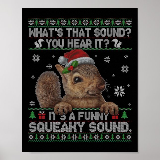 It's A Fun Squeaky Sound  Christmas Squirrel   Poster (Front)