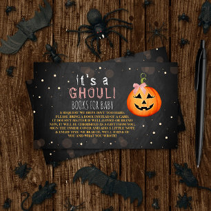 It's A Ghoul! Little Pumpkin Halloween Baby Shower Enclosure Card