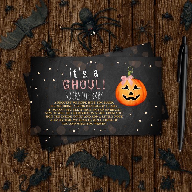 It's A Ghoul! Little Pumpkin Halloween Baby Shower Enclosure Card (Creator Uploaded)
