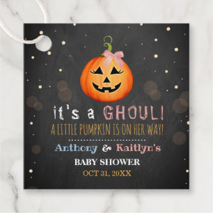 It's A Ghoul! Little Pumpkin Halloween Baby Shower Favour Tags