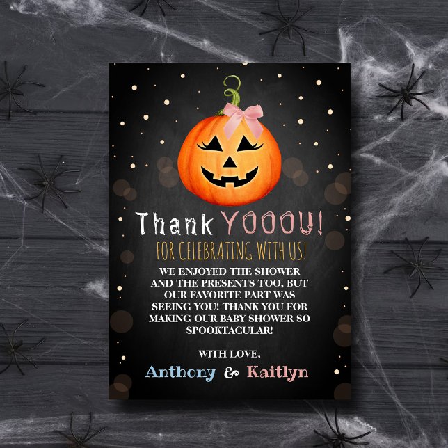 It's A Ghoul! Little Pumpkin Halloween Baby Shower Thank You Card (Creator Uploaded)
