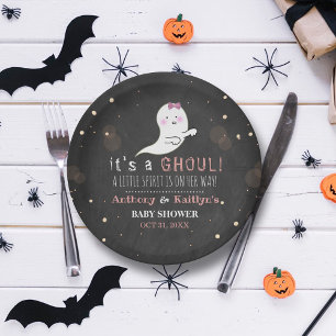 It's A Ghoul! Little Spirit Halloween Baby Shower Paper Plate