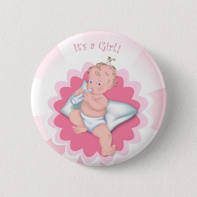"It's a Girl!" 6 Cm Round Badge (Front)