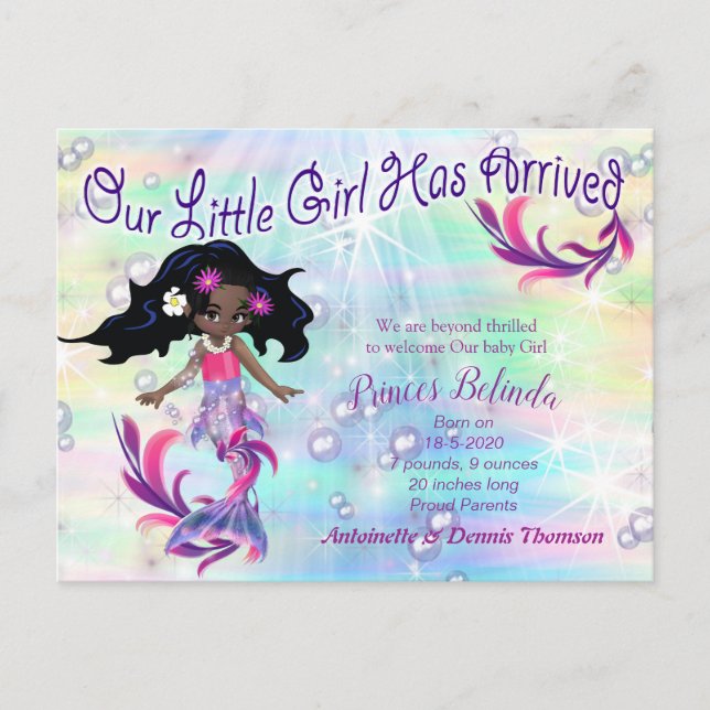 It's a Girl - A Mermaid Baby Postcard (Front)