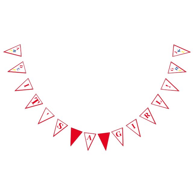 It's A Girl ABC Primary Colours bunting banner (All)