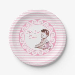 It's a Girl African American Baby Shower Paper Plate