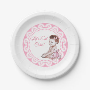 It's a Girl African American Baby Shower Paper Plate