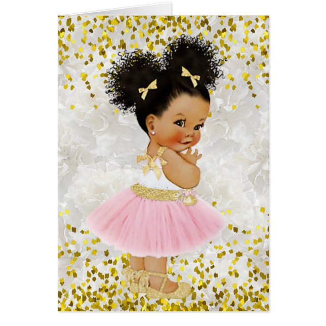 It's a Girl Afro Puffs Baby Ballerina Baby Shower (Front)