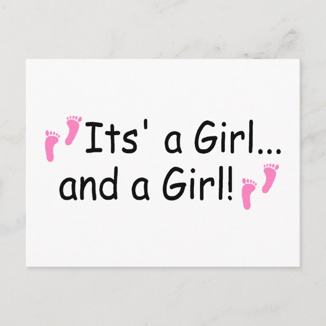 Its A Girl and A Girl Twin Girls Postcard (Front)