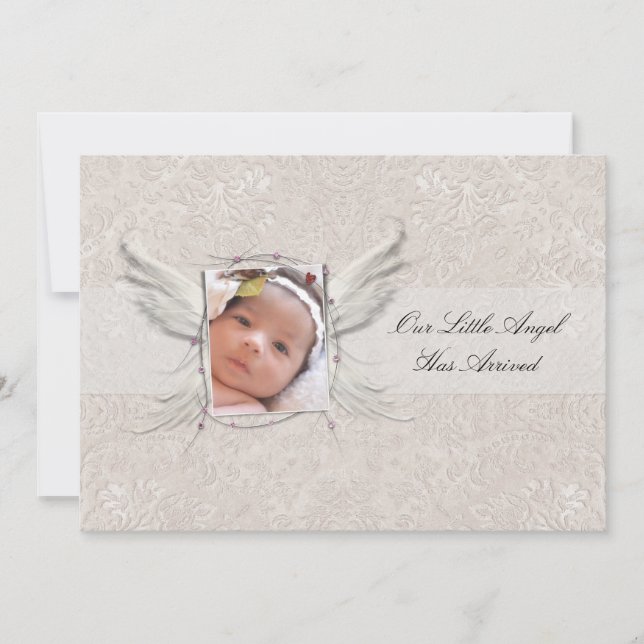 It's A Girl Angel Wings Birth Announcement (Front)