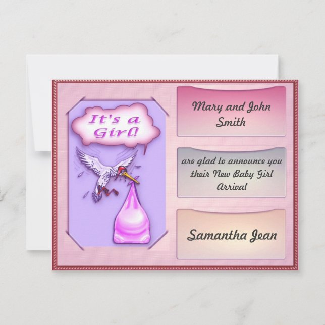 It's a Girl Announcement (Front)