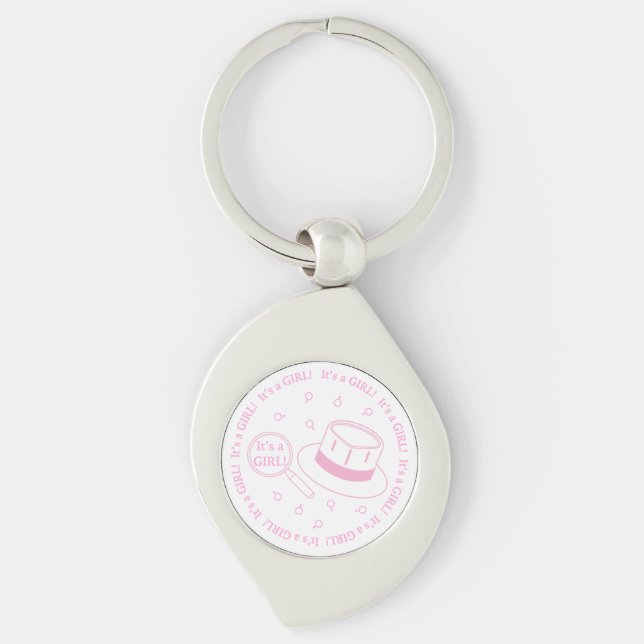 It's a Girl! announcement Key Ring (Front)