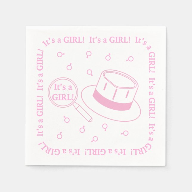 It's a Girl! announcement Napkin (Front)