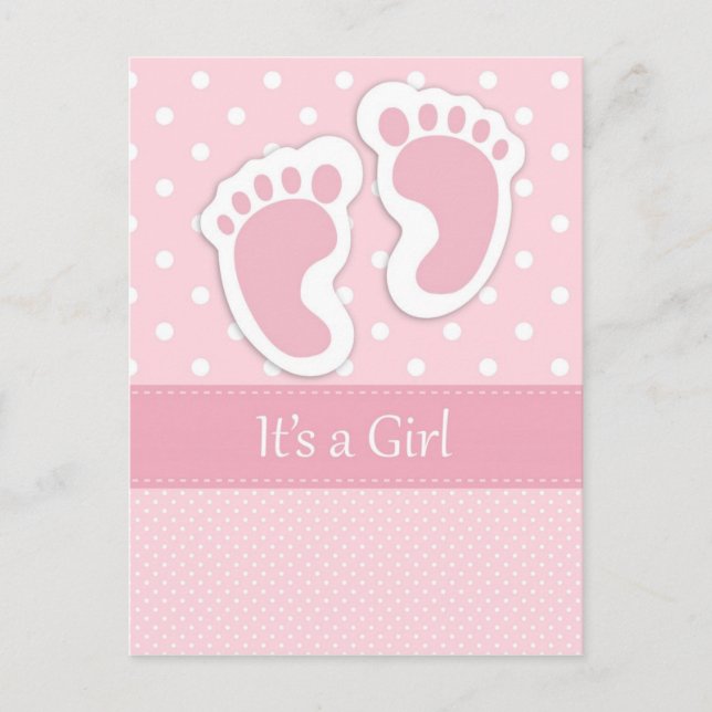 It's A Girl Announcement Postcard (Front)