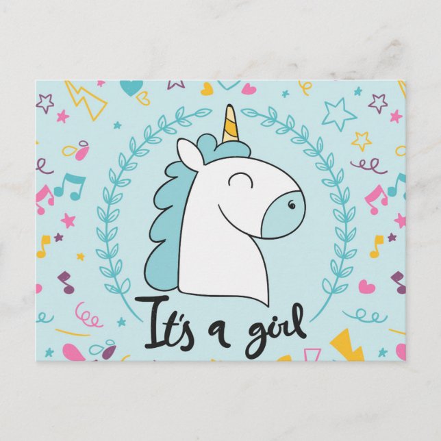 It's A Girl Announcement Postcard (Front)