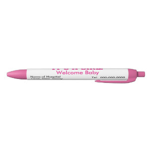 It's A Girl Baby Announcement Hospital Name Blue Ink Pen