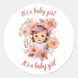 It's a girl baby announcement sticker
