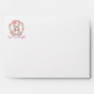 It's a Girl! Baby Bear Printed Return Address Envelope