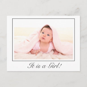 It's a Girl Baby Birth Photo Announcement Postcard