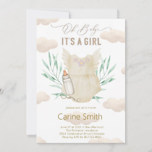 It's a girl Baby Clothes  Baby shower invitation