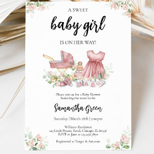 It's a Girl Baby Clothes Baby Shower Invitation