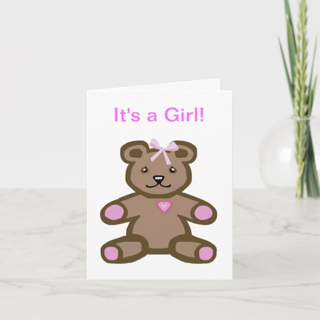 It's a girl - baby congratulations and welcome card (Front)
