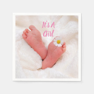 It's A Girl Baby Feet with Daisy Napkin