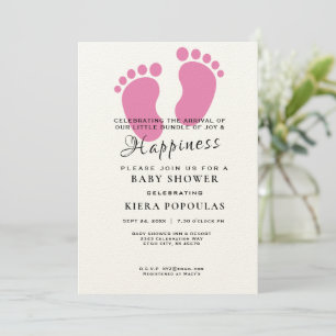 It's a Girl, Baby footsteps Pink Baby Shower Invitation