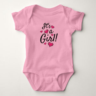 It's a Girl! Baby Gender Reveal with Pink Hearts Bodysuit
