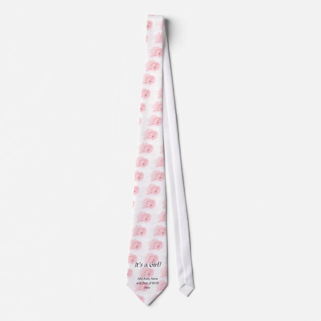 It's A Girl! Baby Girl Birth Announcement Necktie (Front)