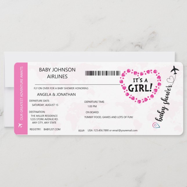 Its a Girl Baby Girl Shower Invitation (Front)
