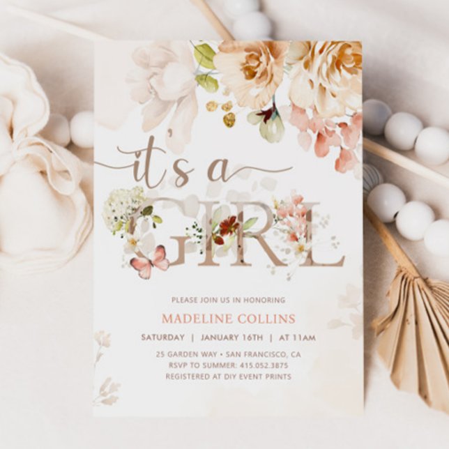 It's A Girl, Baby In Bloom, Garden Baby Shower Invitation (Creator Uploaded)