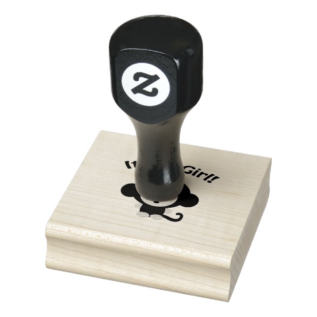 It's a Girl Baby Monkey Rubber Stamp (Stamp)