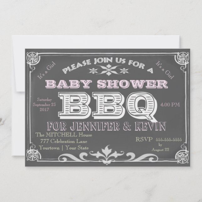 It's a Girl Baby Shower Bar B Que Invitation (Front)
