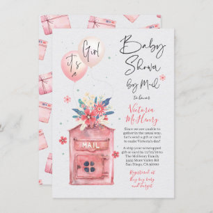 It's a Girl Baby Shower by Mail Balloons Mailbox Invitation