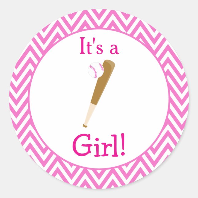 'It's a Girl' Baby Shower Classic Round Sticker (Front)