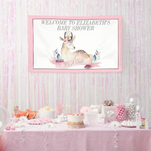 It's A Girl Baby Shower Cute Deer Banner